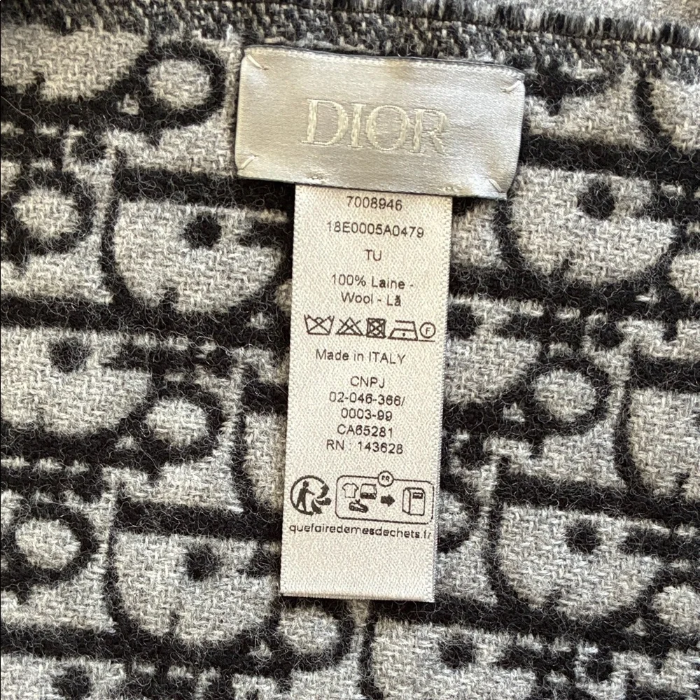 Dior Black and Gray Logo Scarf, brand new, never worn